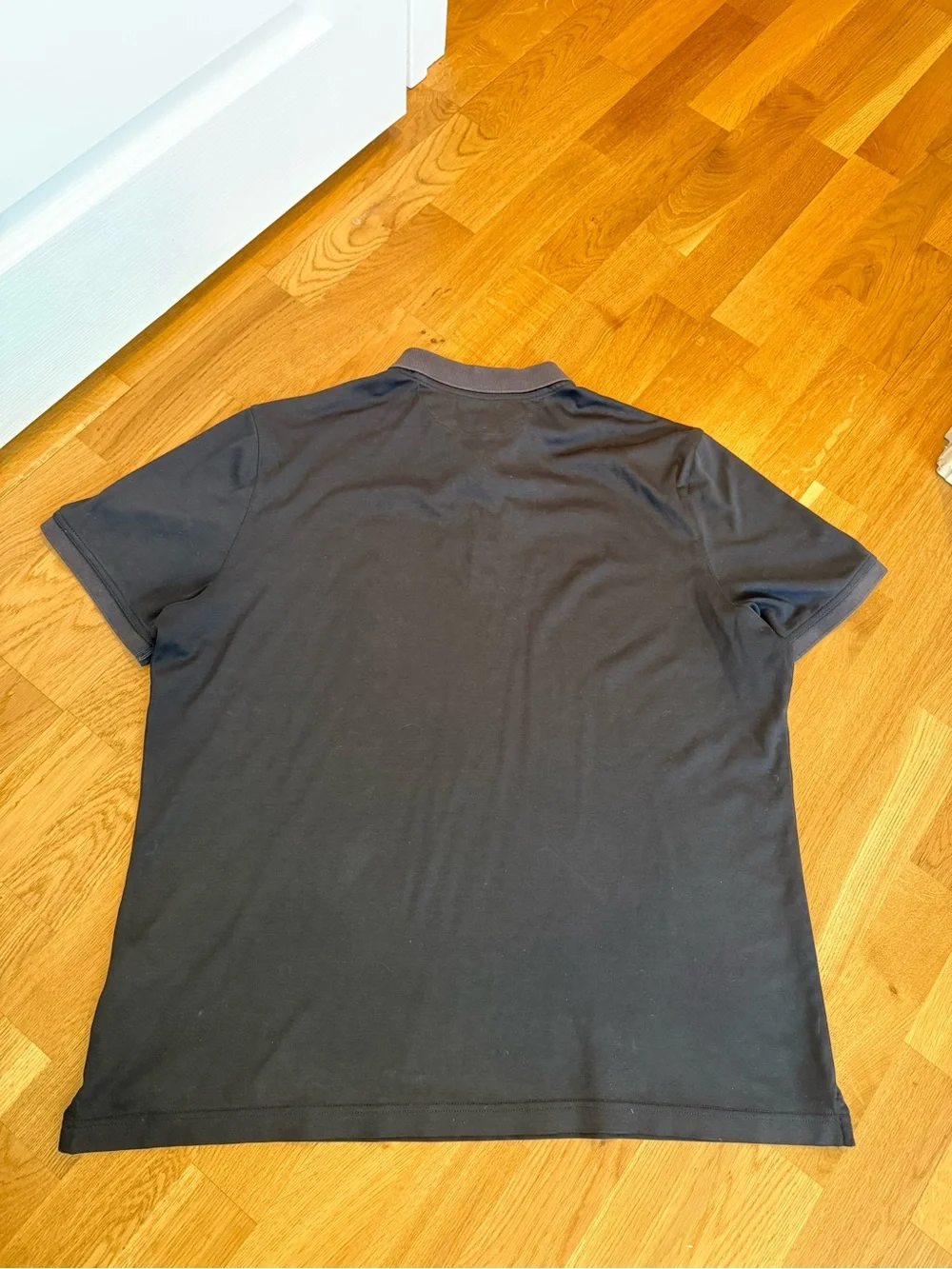 Banana Republic Black Short-Sleeve Luxury Touch Polo with Ribbed Collar